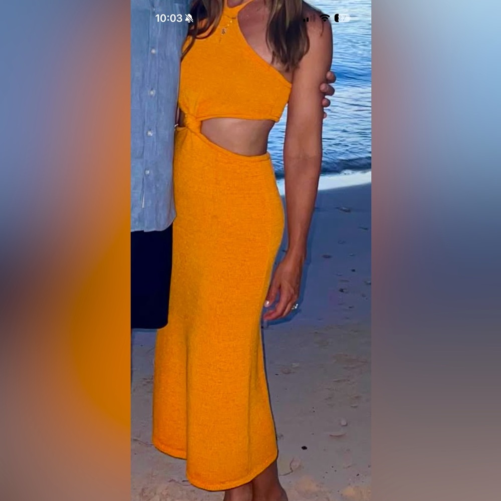 Orange cult Gaia knit cut out dress.